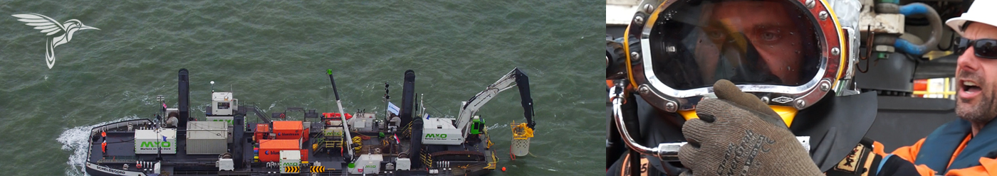 Offshore projecten met een drone. Beeldmateriaal op de zee.