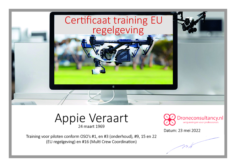 Training EU Regelgeving Certificaat. Drone certificaten